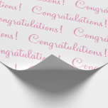 Papel De Presente Parabéns Rosa Script Chá de Bebê Casamento<br><div class="desc">Parabéns!  Papel rosa bonito para casamento,  chá de noiva,  chá de bebê,  promoção,  novo bebê,  etc.  Simples e doce.</div>