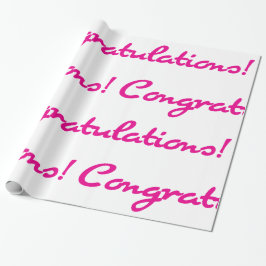 Papel De Presente Parabéns! Script casual rosa a quente