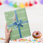Papel De Presente Parabéns verde branco<br><div class="desc">Folhas de papel elegantes e clássicas. Um fundo verde sábio,  texto branco: Parabéns!</div>
