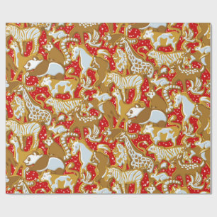 Papel De Presente Parada dos Animais de Pão de Natal