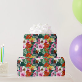 Papel De Presente Paraíso Costeiro Retro em Flor