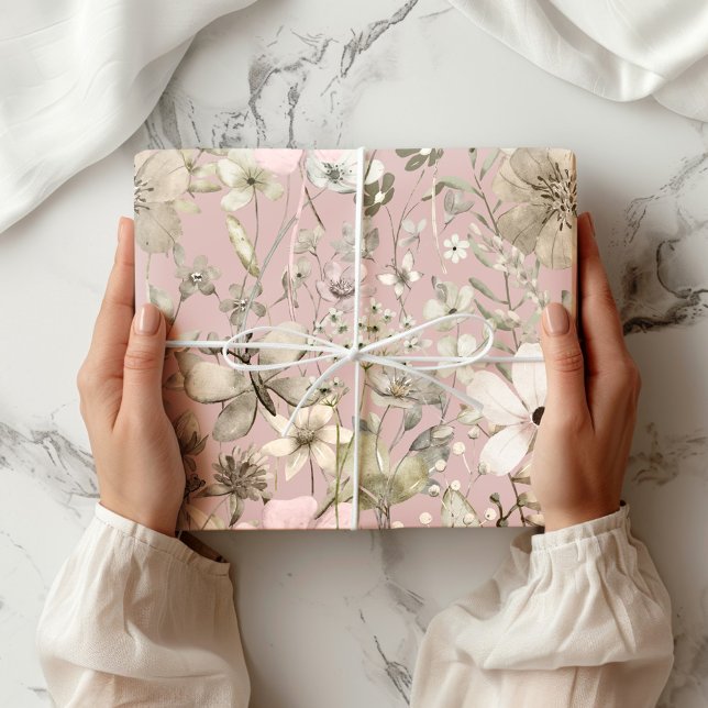 Papel De Presente Paraíso de flores castanho claro - escala b (Criador carregado)