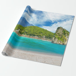 Papel De Presente Paraíso tropical da palmeira do Sandy Beach da