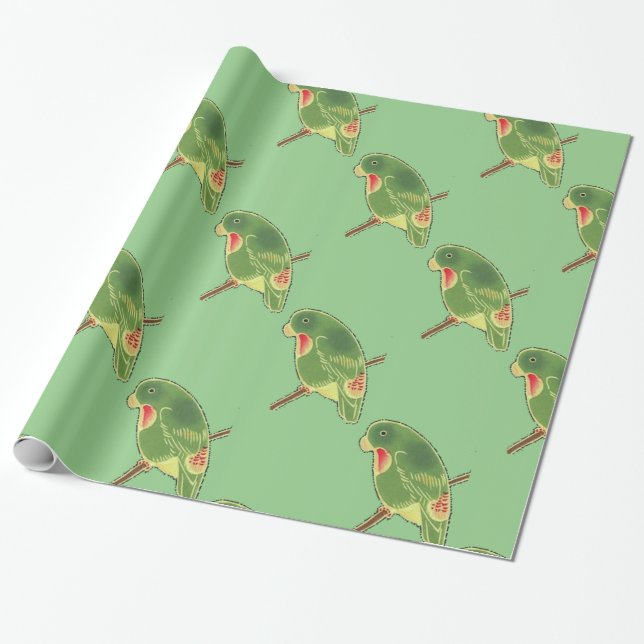 Papel De Presente Parakeet verde tropical Thunder_Cove (Desenrolado)