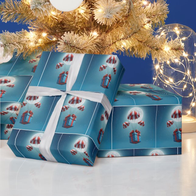 Papel De Presente Paraquedas entregando presente de Natal (Feriados)