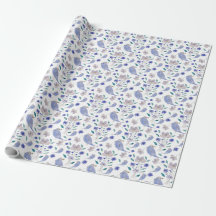 Pardal Azul Fofo Com um Chapéu de Flor