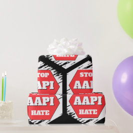 Papel De Presente Pare com o Ódio AAPI Retangular