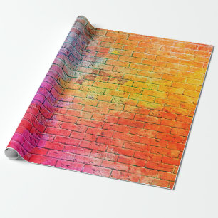 Papel De Presente Parede de tijolo colorido de fundo
