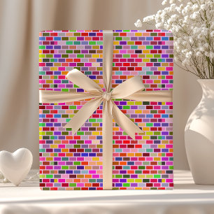 Papel De Presente Parede de Tijolos Coloridos