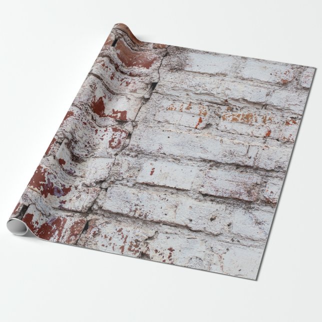 Papel De Presente Parede de tijolos pintada antiga com pintura branc (Desenrolado)
