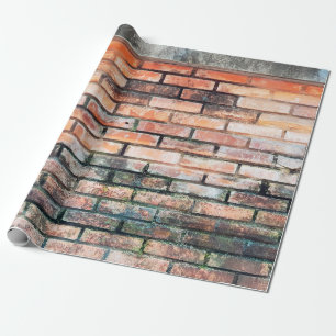 Papel De Presente Parede de tijolos vermelhos com serras abstratas,