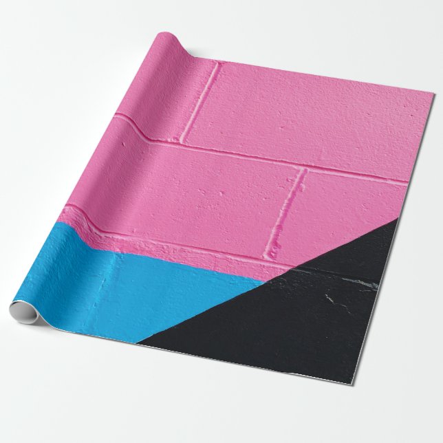 Papel De Presente Parede rosa e azul pintada (Desenrolado)