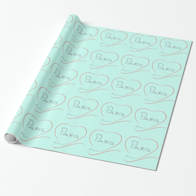 Papel De Presente PARIS Amour com coração (Desenrolado)