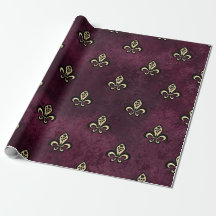 Paris Antigo Borgonha e Dourado Fleur de Lis