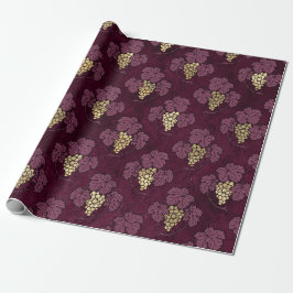 Papel De Presente Paris Antigo Borgonha Roxo e Dourado tema de Vinho