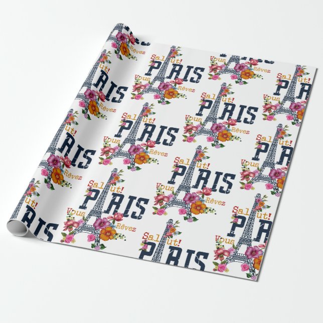 Papel De Presente Paris Floral (Desenrolado)