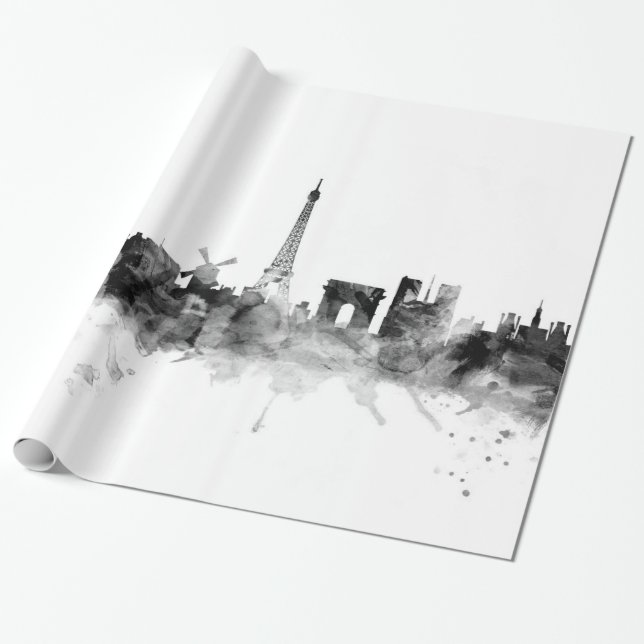 Papel De Presente Paris França Skyline (Desenrolado)