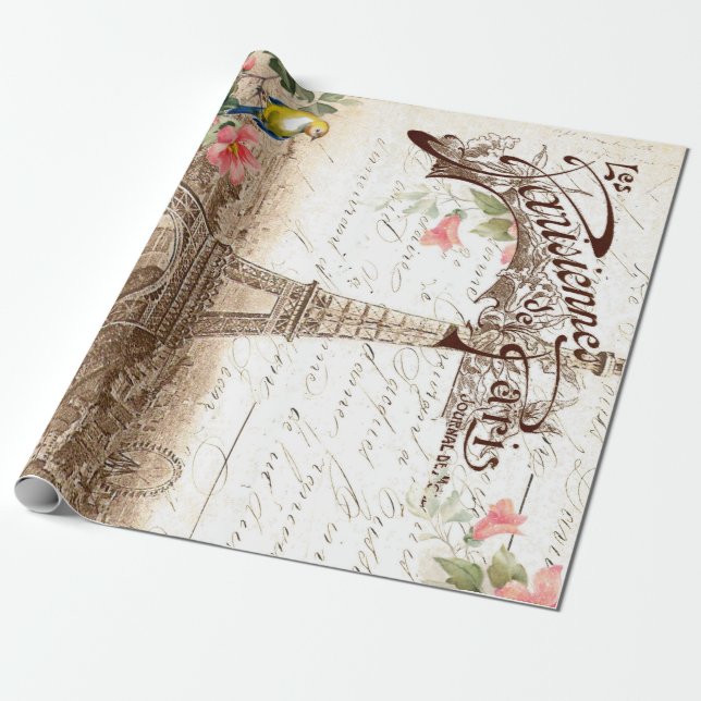 Papel De Presente Paris no poster do primavera 60lb Decoupage (Desenrolado)