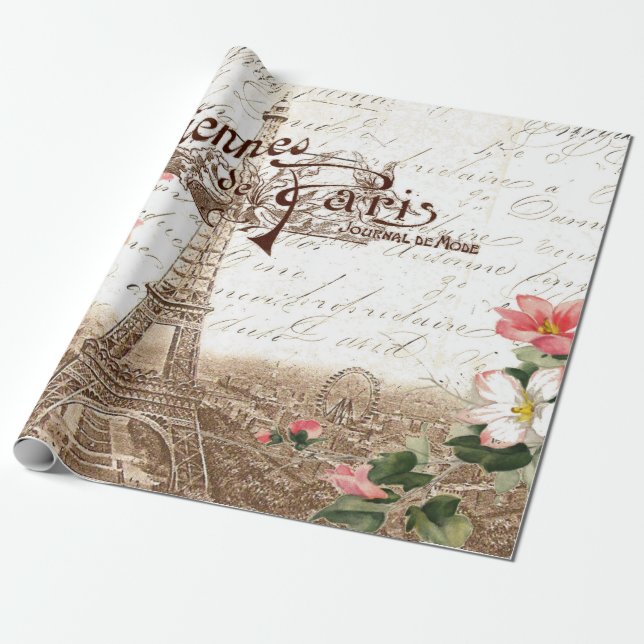 Papel De Presente Paris no poster do primavera 60lb Decoupage que (Desenrolado)