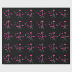 Papel De Presente PARIS Torre Eiffel com laço rosa