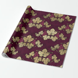Papel De Presente Paris Vintage Bordeaux Vermelho e Dourado tema de 