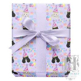 Papel De Presente Parti Poodle Birthday Gift Wrapping Paper Purple