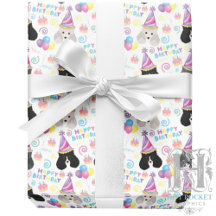 Parti Poodle Birthday Gift Wrapping Paper White