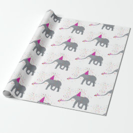 Papel De Presente Partida de elefantes - Animais com festa