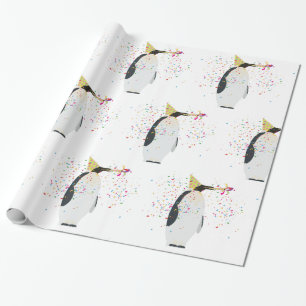 Papel De Presente Partida de pinguins - Animais com festa
