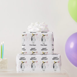 Papel De Presente Partida de pinguins - Animais em Nome da Festa de 