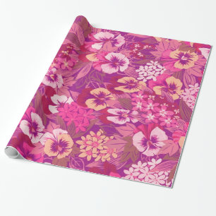 Papel De Presente Partido cor-de-rosa floral da ameixa do amor