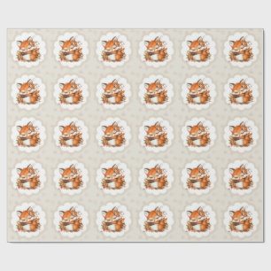 Papel De Presente Partido Cozy Autumn Fox Chá de fraldas Cozy Woodla