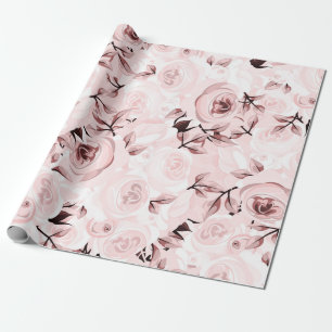 Papel De Presente Partido floral elegante Glam do chique cor-de-rosa