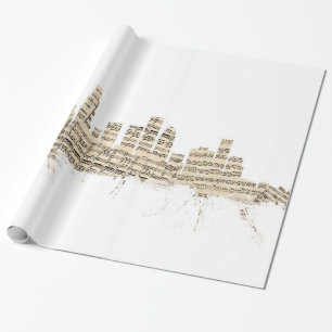 Papel De Presente Partitura Citysca da skyline de Los Angeles