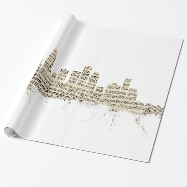 Papel De Presente Partitura Citysca da skyline de Los Angeles (Desenrolado)