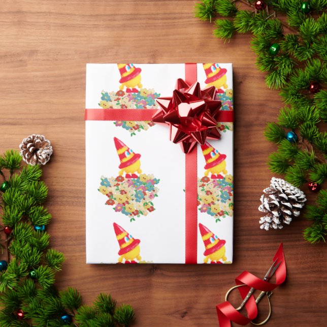 Papel De Presente Party Hat Monster in the Garden (Presente de Natal)