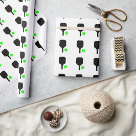 Papel De Presente Pás de picleball e bolas verdes