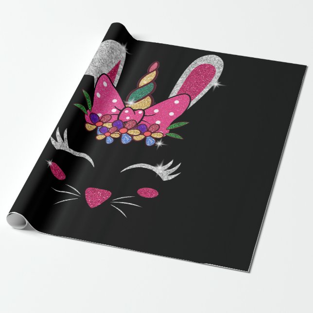 Papel De Presente Páscoa Bonny Face Unicorn Cute (Desenrolado)