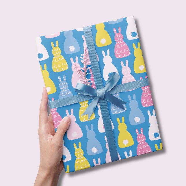 Papel De Presente Páscoa Coelho Coelho Azul (Cute kids bunny rabbit wrapping paper, perfect for baby shower, easter or girls birthday.)