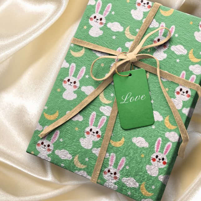Papel De Presente Páscoa Coelho Coelho Coelho Pastel Verde Bebê Verd (Criador carregado)
