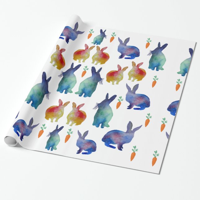 Papel De Presente Páscoa de coelhos coloridos (Desenrolado)