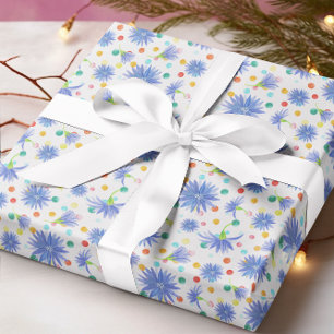 Papel De Presente Páscoa de Pontos Multicoloridos Azul Cornflower