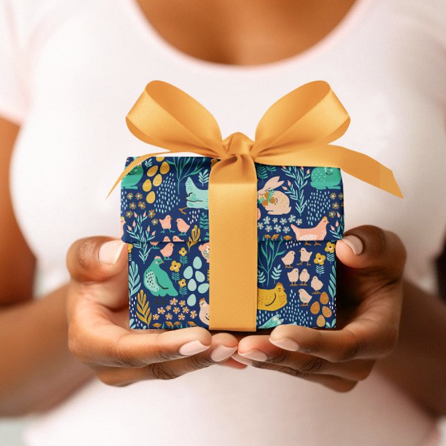 Papel De Presente Páscoa pastel cores símbolos padrão sem costura (Criador carregado)