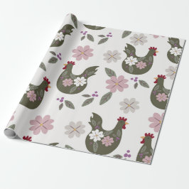 Papel De Presente Páscoa sem costura com frango.