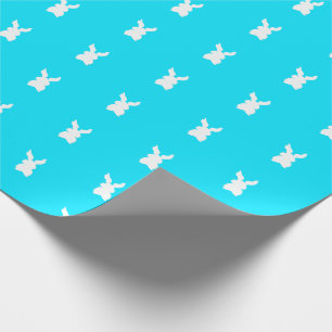 Papel De Presente Páscoa vibrante do coelho azul aqua