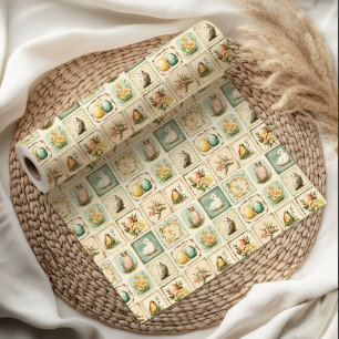 Papel De Presente Páscoa Vintage   Nostalgic Floral