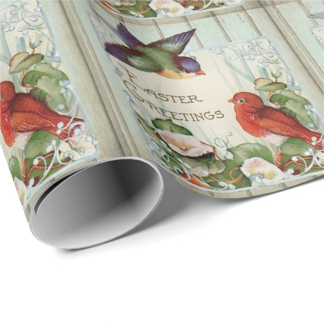 Papel De Presente Páscoa Vintage Primavera  (Ponta do rolo)