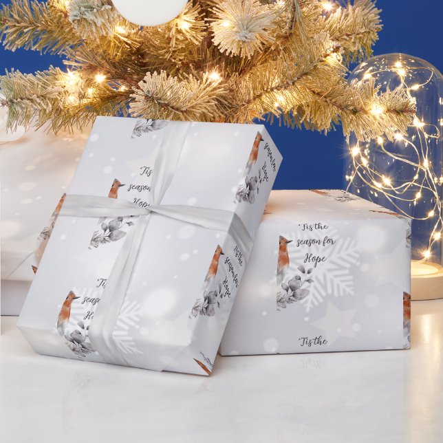 Papel De Presente Pássaro aquarela e customização de férias de neve  (Feriados)