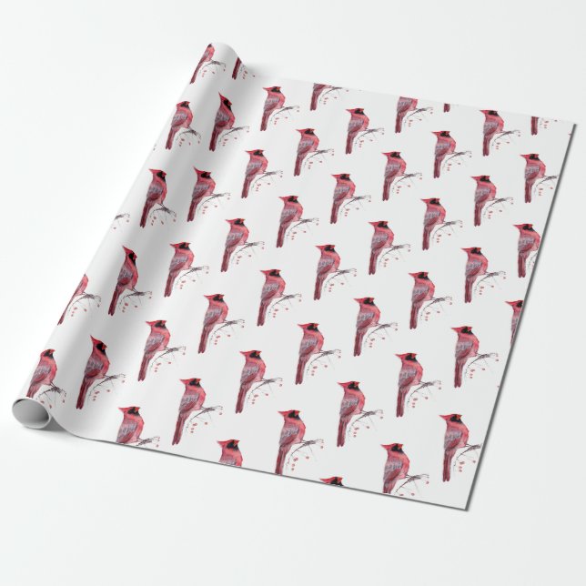 Papel De Presente Pássaro cardinal vermelho (Desenrolado)