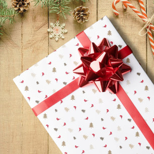 Papel De Presente Pássaro Cardinal Vermelho Natal